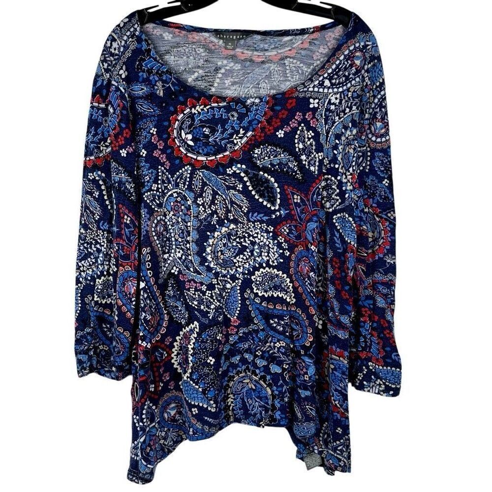 Sharagano Paisley Floral Blouse XL
